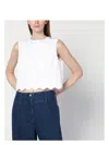 Patou Crop Top In Organic Cotton Poplin In White