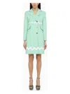 Patou Single-breasted Mint Green Cotton Coat In Green