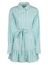 Patou Striped Cotton Shirtdress In Light Blue