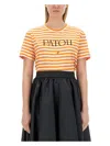 Patou Logo-emblazoned Cotton T-shirt With Bold Stripes In Multicolour