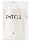 Patou Canvas Shopping Bag Top Handles In White