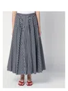 Patou Wide Blue And White Striped Skirt