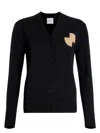 Patou Wool And Cashmere Embroidered Cardigan In Black