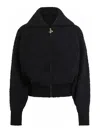 Patou Wool And Alpaca Blend Boucle Bomber Jacket In Black