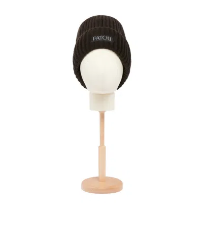 Patou Wool And Cashmere Blend Knitted Hat In Brown