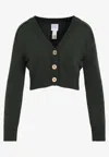 Patou Cropped Knit Cardigan In Green