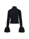 Patou Sweater With Fringes In Wool And Cashmere In Black