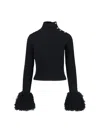Patou Sweater With Fringes In Wool And Cashmere In Black