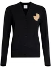 Patou Wool And Cashmere Embroidered Cardigan In Black