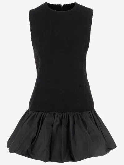 Patou Wool Blend Dress With Ruffles In Black