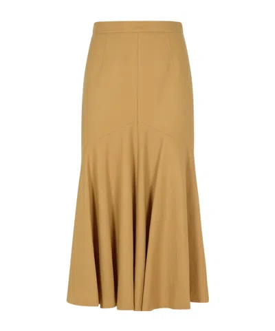 Patou Wool-blend Midi Mermaid Skirt In Brown