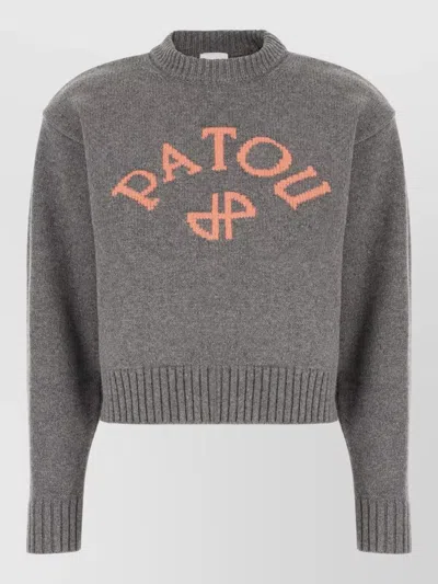 Patou Wool Blend Sweater Knit Texture Ribbed In Gray