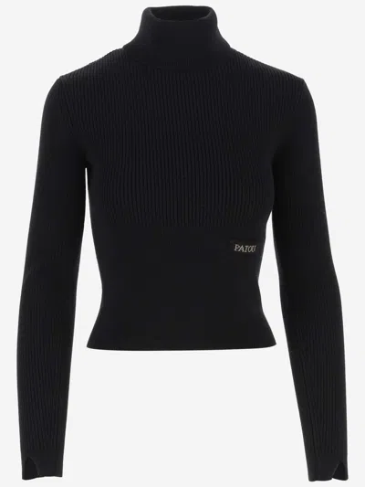 Patou Ribbed Roll-neck Sweater In Black