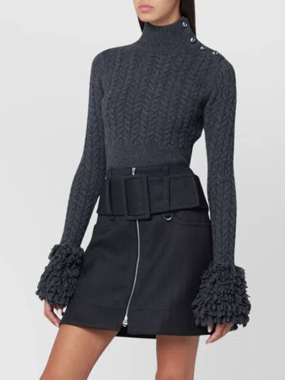 PATOU WOOL CASHMERE SWEATER SHOULDER BUTTON DETAIL