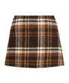 Patou Checked Wool-blend Mini Skirt In Brown