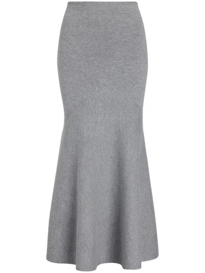 Patou Wool Peplum Skirt In Grey