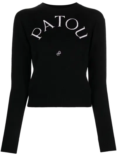 Patou Black Intarsia-knit Logo Knitted Top