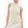 Patou Wool Turtle Neck Sleeveless Sweater In White