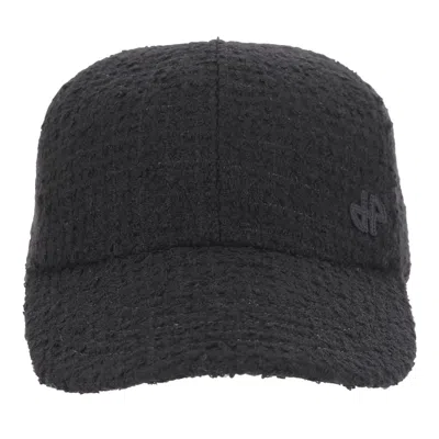 Patou Wool Tweed Baseball Cap In Black
