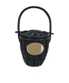 Patou Logo Plaque Wicker Bucket Bag In Black