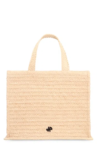 Patou Jp Raffia Tote Bag In Beige