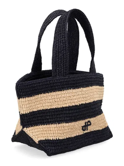 Patou Woven Straw Tote Bag In Multicolour