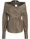Patou Recycled Nylon Crossover Blouse In Brown