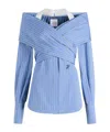 Patou Crossbanded Bluse In Recycled Nylon In Blue
