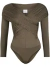 Patou Wrap Bodysuit In 褐色