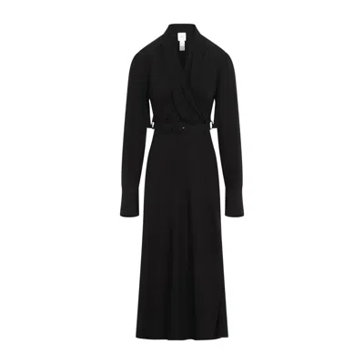 Patou Black Draped Maxi Day Dress