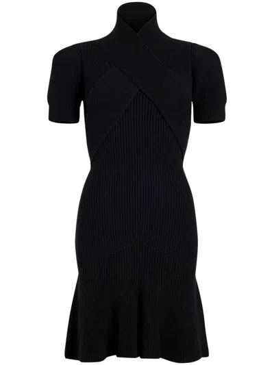 Patou Scarf Draped Knit Dress In Black