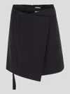 Patou Stretch Wool Mini Skirt With High Waist And A-line Silhouette In Black