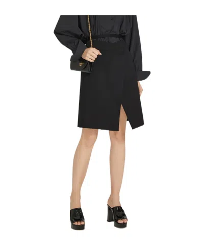 Patou Wrap Skirt In Cotton Gabardine In Black