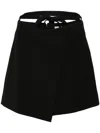 Patou Stretch Wool Mini Skirt With High Waist And A-line Silhouette In Black