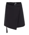 Patou Stretch Wool Mini Skirt With High Waist And A-line Silhouette In Black