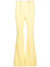 Patou Zip-detail Tweed Flared Trousers In Yellow