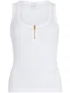 Patou White Scoop-neck Ribbed Tank Top In White