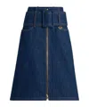 Patou Midi Skirt With Zip And Belt In Blue