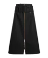 Patou Zip-front Belted Midi Skirt In Black