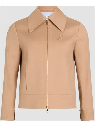 Patou Zip-up Cropped Twill Jacket In Neutrals