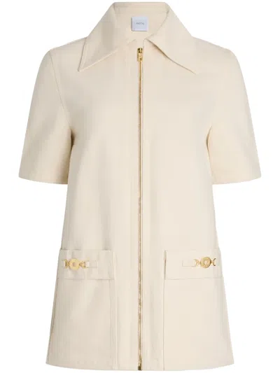Patou Zipped Denim Mini Dress In White