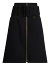 Patou Midi Skirt With Zipper And Belt In Black