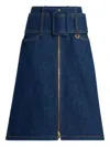 Patou Midi Skirt With Zip And Belt In Blue