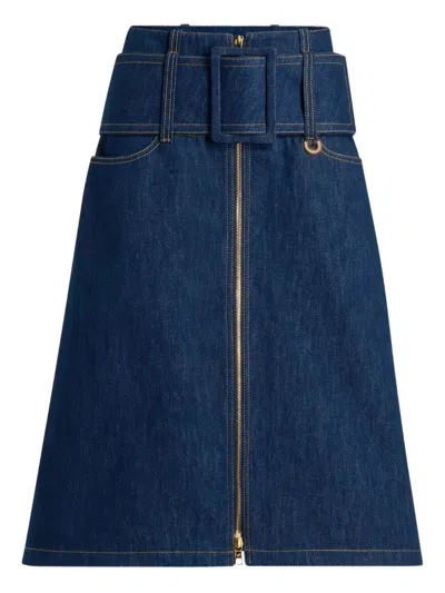 PATOU PATOU ZIPPED MIDI BELTED SKIRT CLOTHING