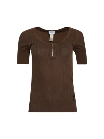 Patou Zipped T-shirt Mocha In Brown