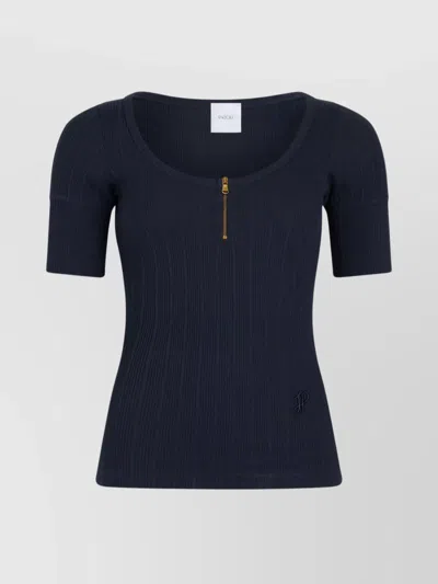 PATOU ZIPPER DETAIL RIBBED SCOOP-NECK T-SHIRT