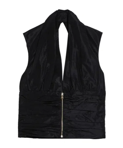 Patou Zippered Backless Vest In Black