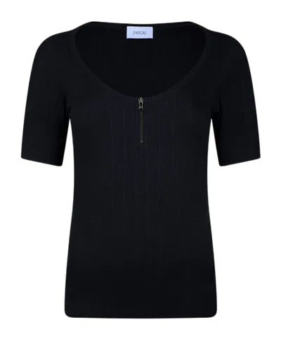 PATOU SCOOP-NECK RIBBED T-SHIRT