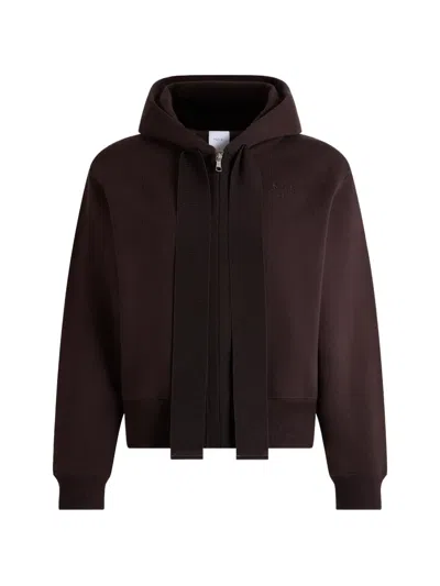 Patou Zip-up Drawstring Hoodie In Brown