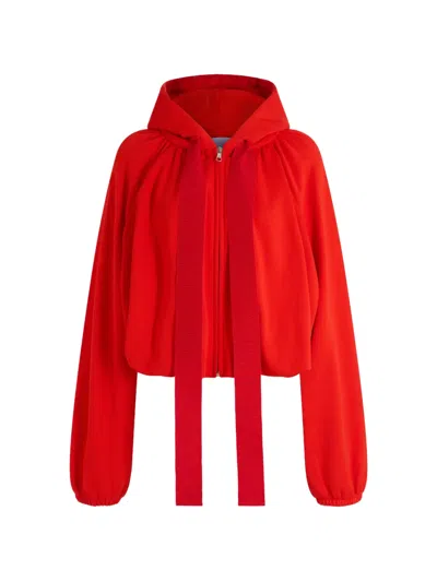 Patou Zip-up Drawstring Hoodie In Red